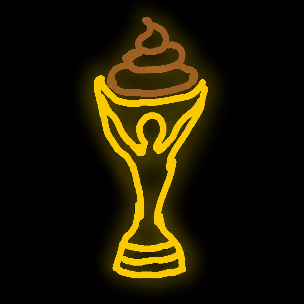 World Crap trophy with poop on top